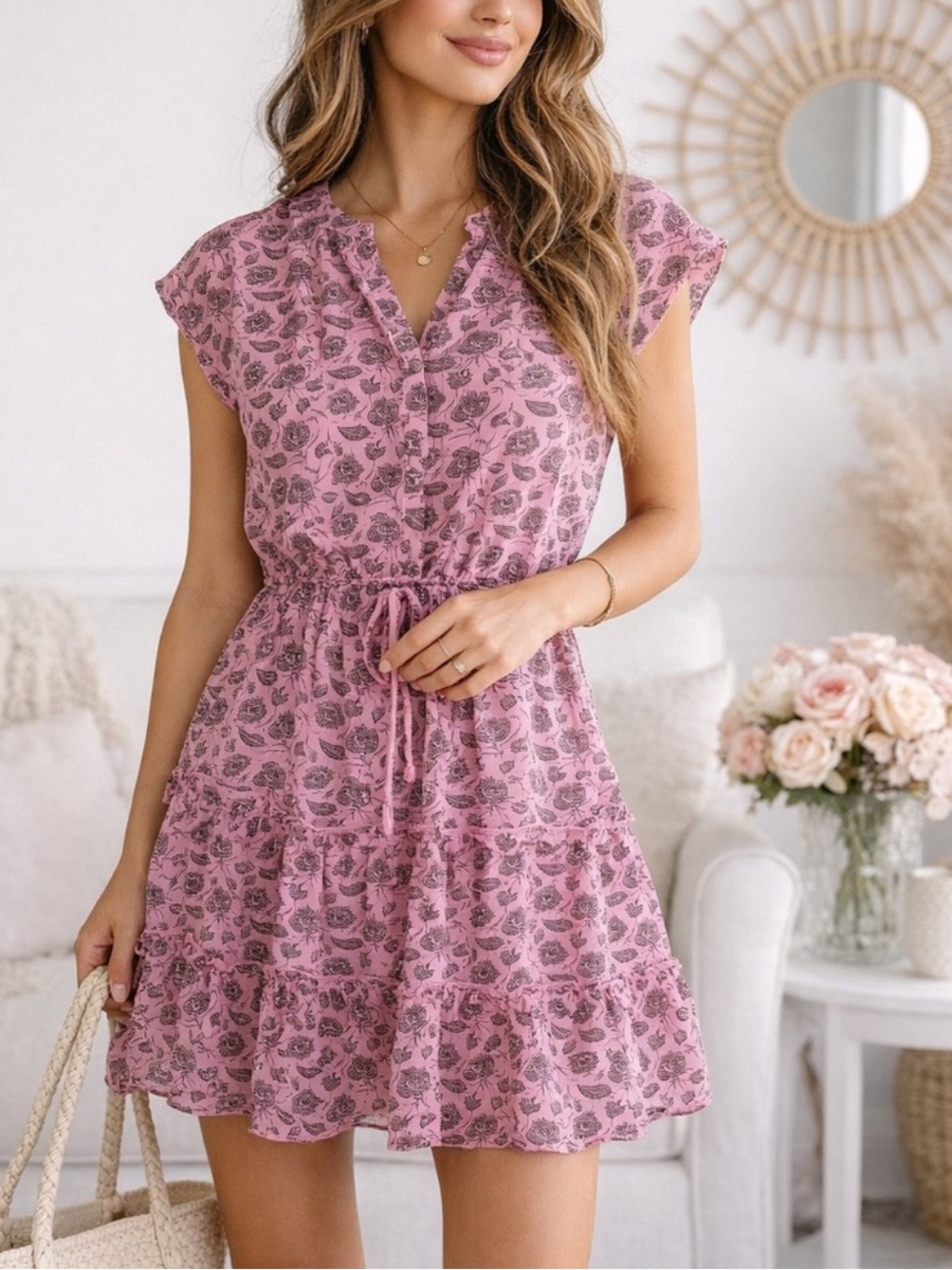 NWT Rebecca Minkoff Ollie Mini Dress in Fuschia Multicolor, Size XXS